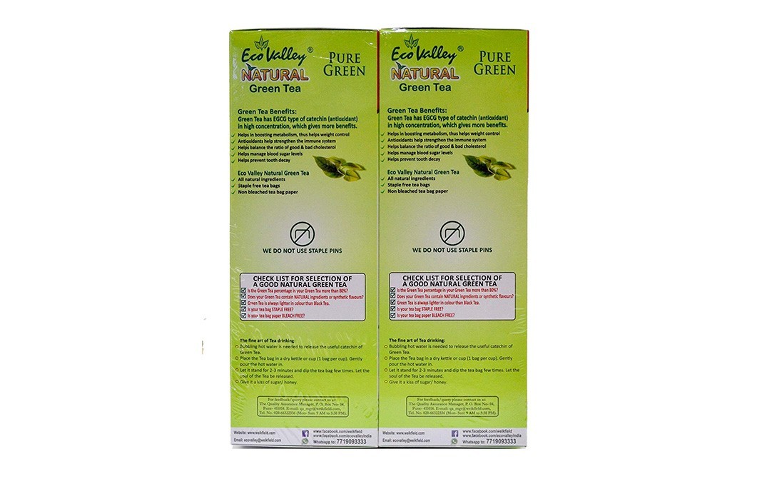 Eco Valley Natural Green Tea Pure Green   Box  50 pcs